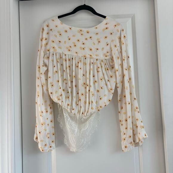 Intimately Free People Forties Feels Bodysuit Ivory Sunflower Hippie Boho - Picture 4 of 13